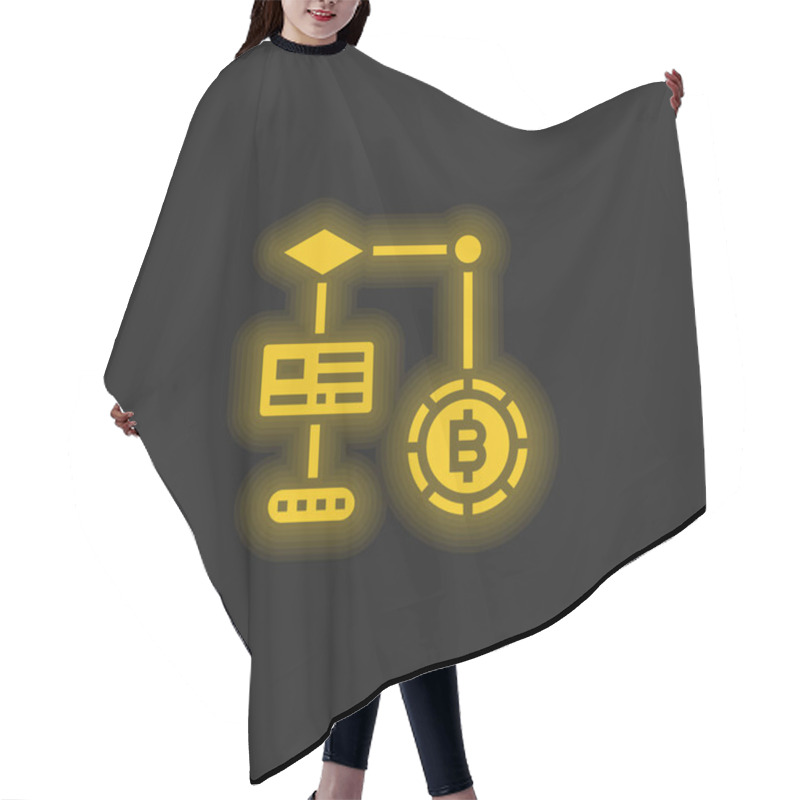 Personality  Algorithm Yellow Glowing Neon Icon Hair Cutting Cape