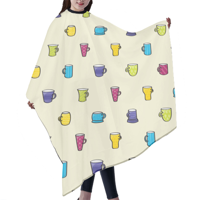 Personality  Drinking Mugs Seamless Background Hair Cutting Cape