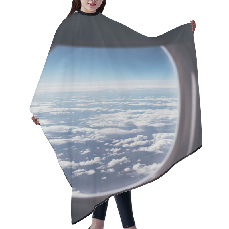 Personality  View Of Blue Cloudy Sky From Airplane Window Hair Cutting Cape