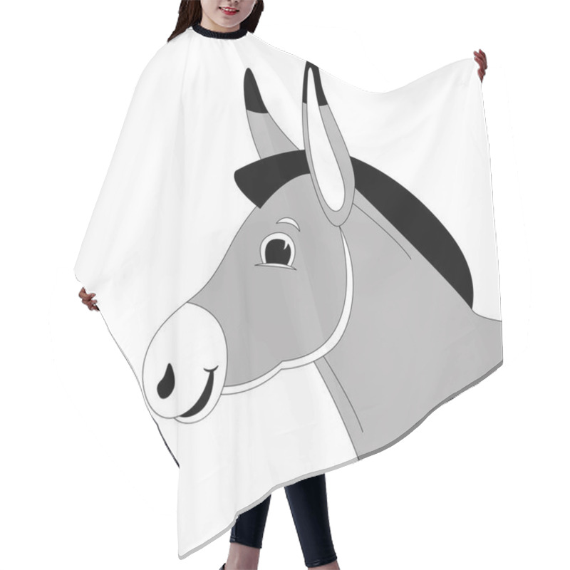 Personality  Cartoon Donkey Head, Vector Illustration ,lining Draw,profile  Hair Cutting Cape