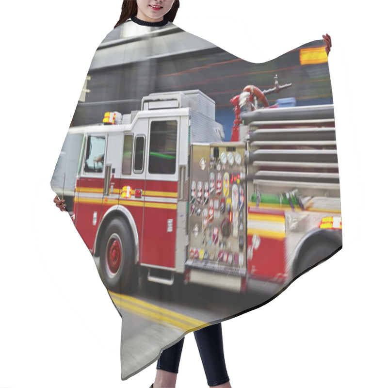 Personality  Fire Trucks And Firefighters Brigade In The City Hair Cutting Cape