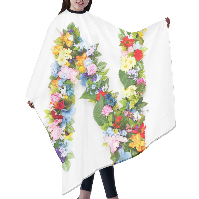 Personality  Letters Made Of Leaves And Flowers Hair Cutting Cape