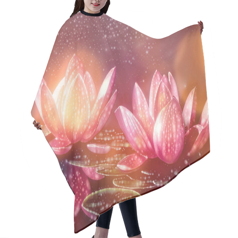 Personality  Beautiful Lotus Flower On Abstract Background.. Flower In Lake. Hair Cutting Cape