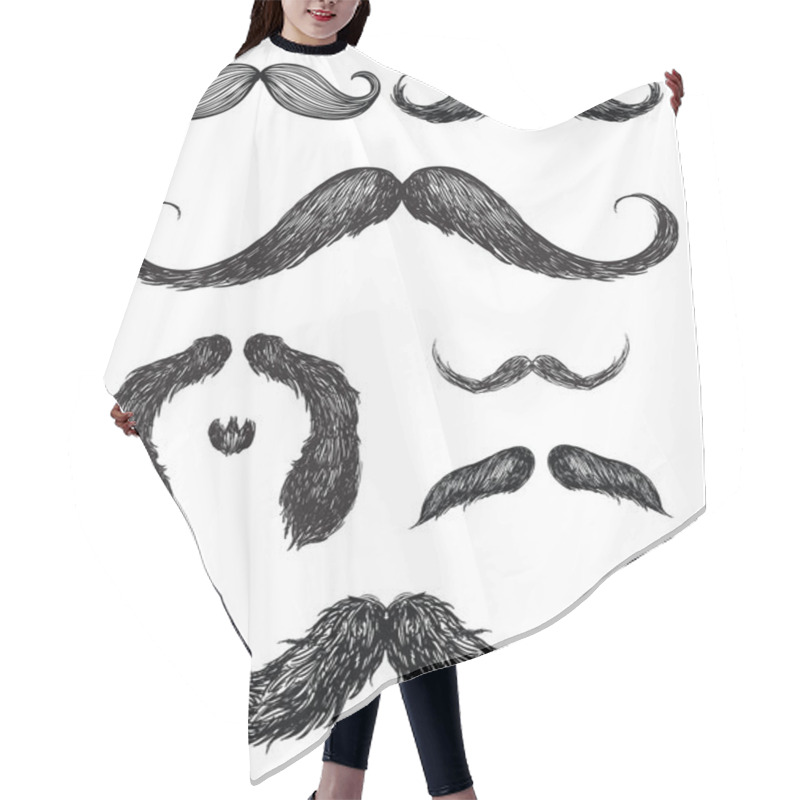 Personality  Hand Drawn Mustache Set Hair Cutting Cape