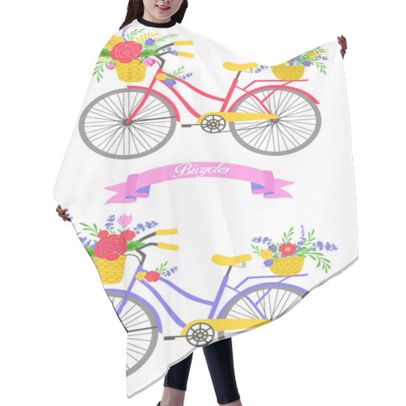 Personality  Bicycle With Flowers.  Hair Cutting Cape