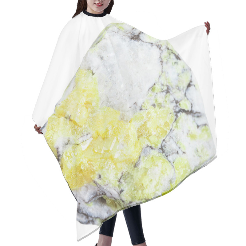 Personality  Stone With Sulfur ( Brimstone, Sulphur) Isolated Hair Cutting Cape