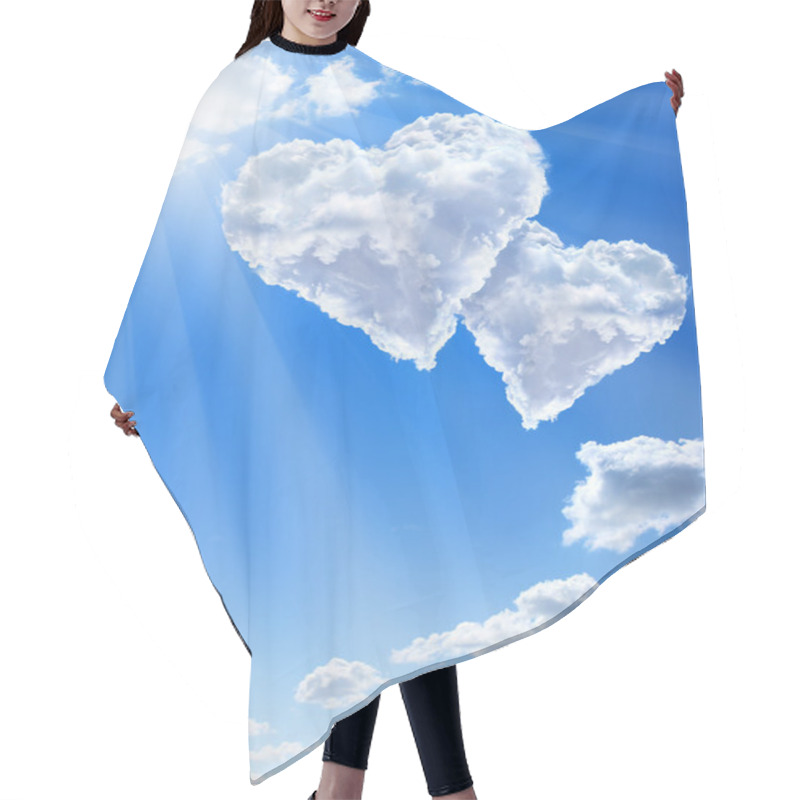 Personality  Hearts In Clouds Against A Blue Clean Sky Hair Cutting Cape