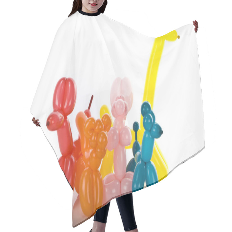 Personality  Simple Balloon Animals On White Hair Cutting Cape