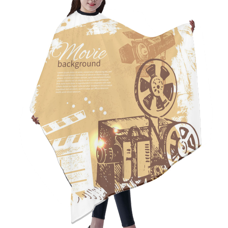 Personality  Movie Background With Hand Drawn Sketch Illustration Hair Cutting Cape