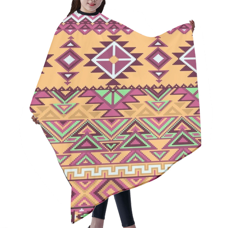 Personality  Bright Seamless Background With Pixel Pattern In Aztec Geometric Tribal Style. Vector Illustration. Hair Cutting Cape