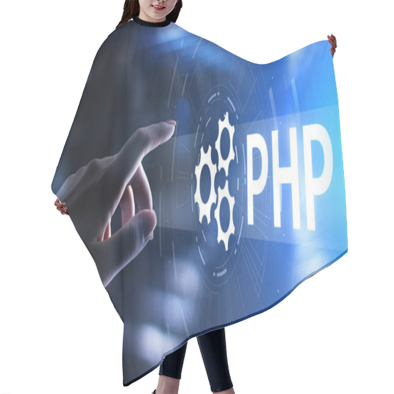 Personality  PHP Web Development And Coding Internet And Technology Concept On Virtual Screen. Hair Cutting Cape