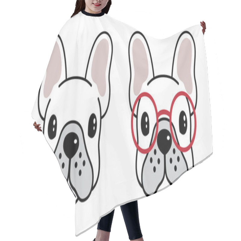 Personality  Dog Vector French Bulldog Cartoon Character Pug Icon Logo Glasses Illustration Symbol White Hair Cutting Cape