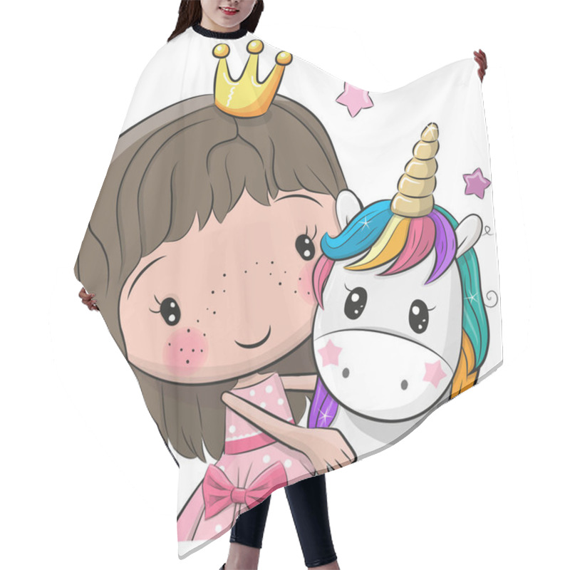 Personality  Greeting Card With Fairy Tale Princess And Unicorn Hair Cutting Cape