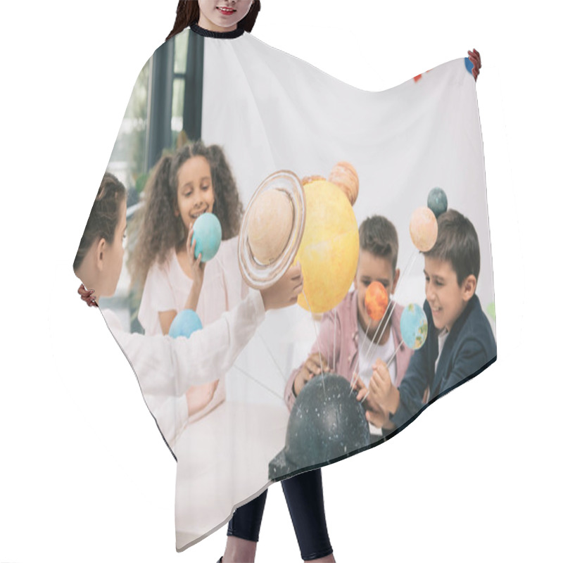 Personality  Schoolchildren With Solar System   Hair Cutting Cape