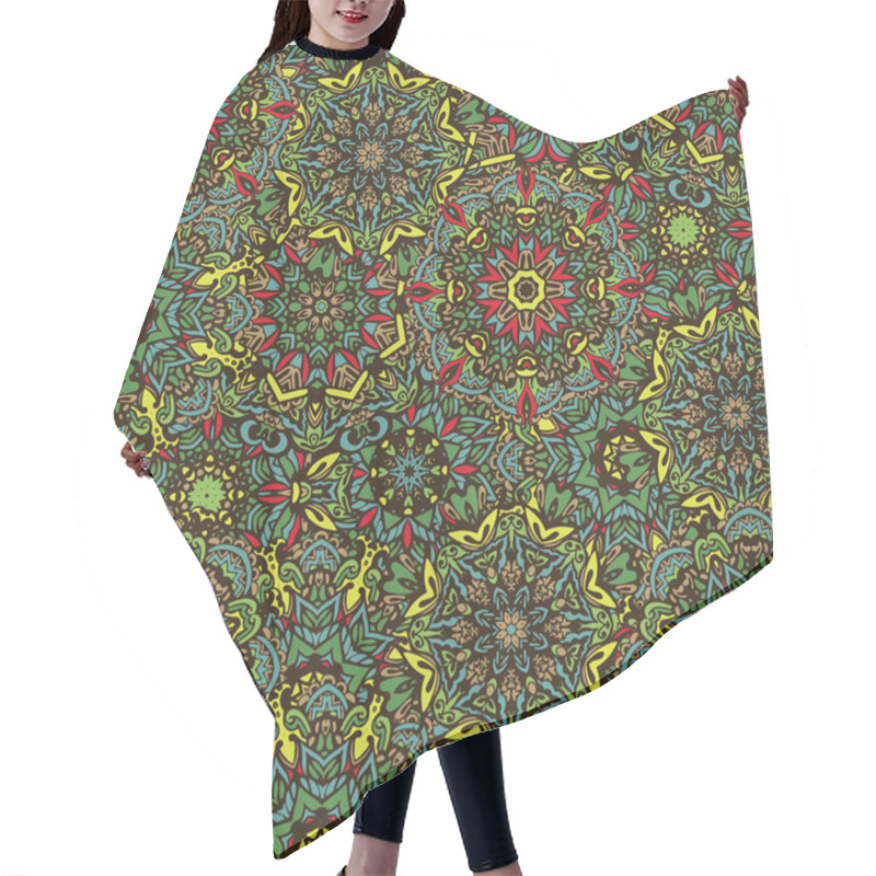 Personality  Seamless Mandala Flower Abstract Pattern Spring Green Hair Cutting Cape