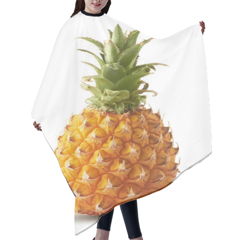 Personality  Fresh Ripe Whole And Cut Baby Pineapple With Slices And Leaves  Hair Cutting Cape