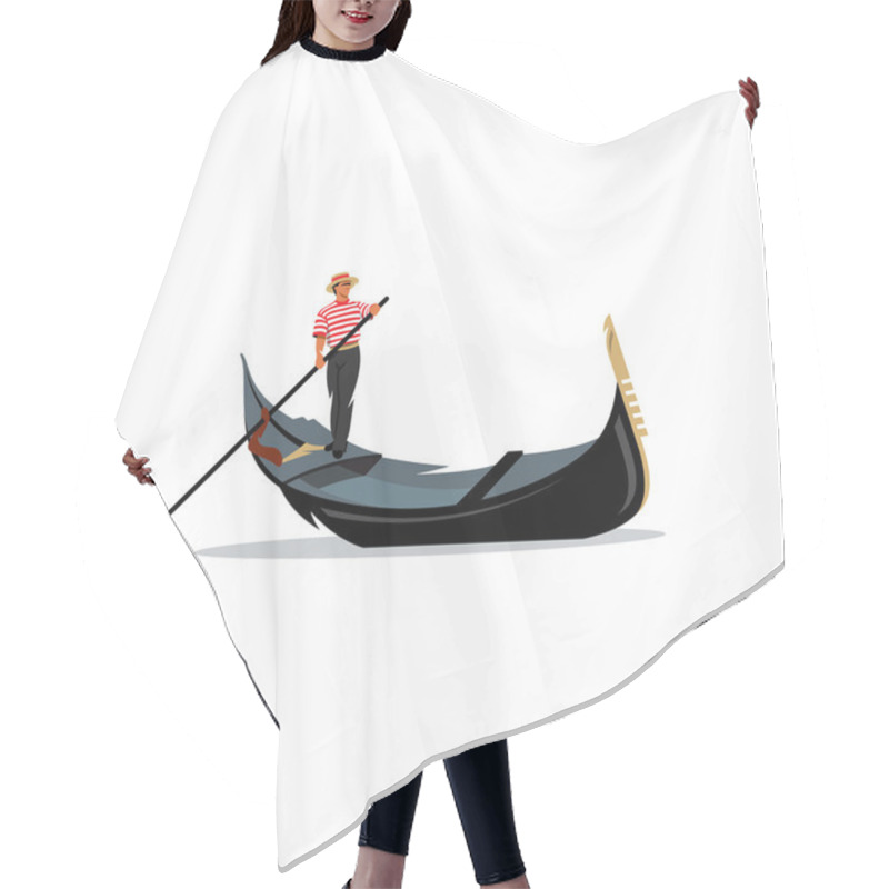 Personality  Venice Gondola, Gondolier Rowing Oar Sign. Vector Illustration. Hair Cutting Cape