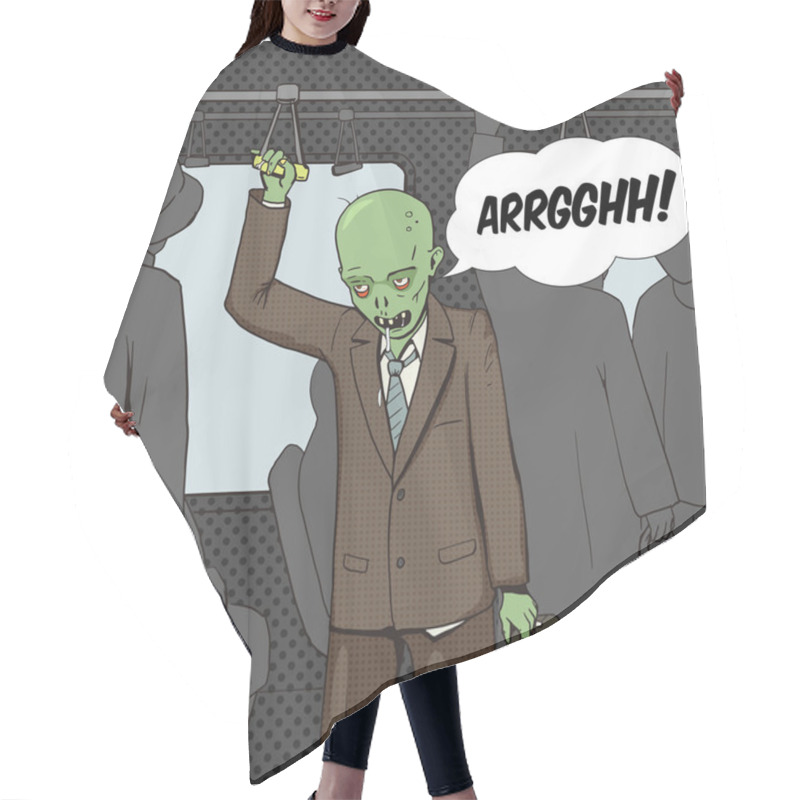 Personality  Zombie Goes To Work Pop Art Vector Hair Cutting Cape