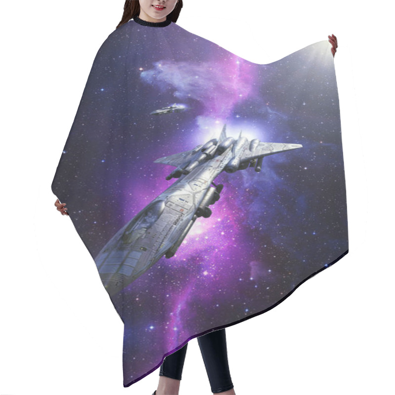 Personality  Fighter Bomber Spaceship And Nebula Starfield Hair Cutting Cape