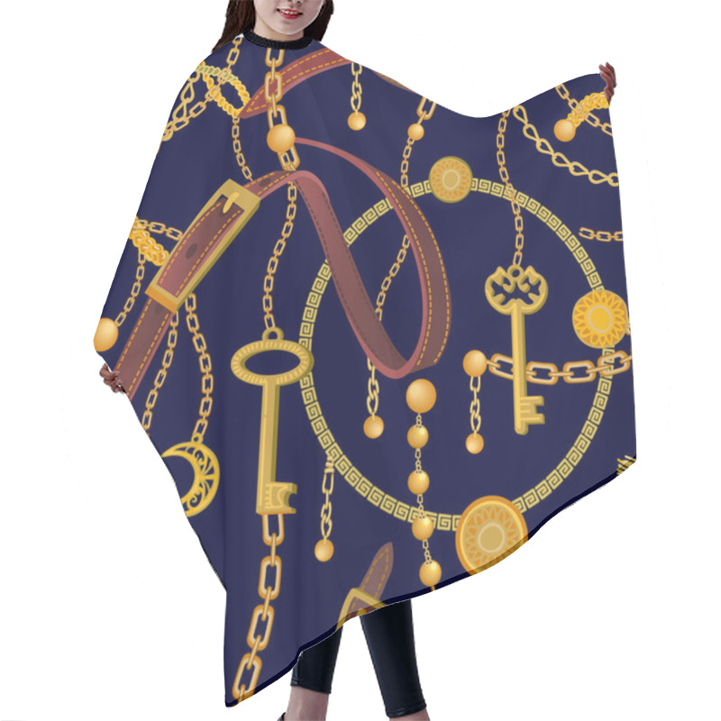 Personality  Fashion Print With Realistic Leather Straps. Hair Cutting Cape