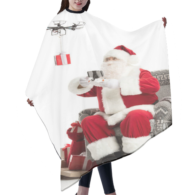 Personality  Santa Claus Using Drone  Hair Cutting Cape