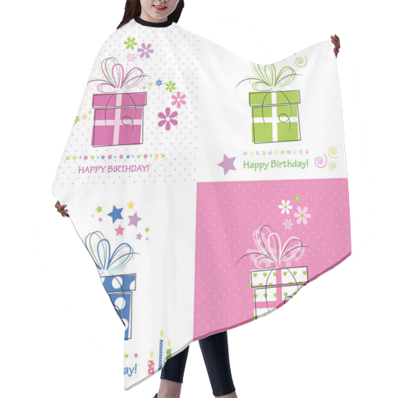 Personality  Happy Birthday Presents Card Set Hair Cutting Cape