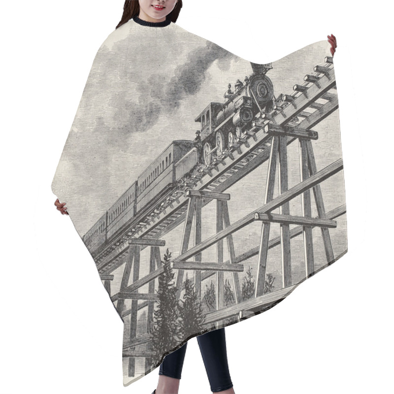 Personality  Train Upon Bridge Hair Cutting Cape