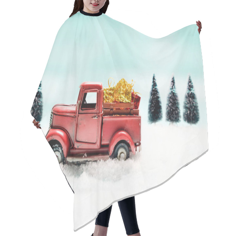 Personality  Christmas Idea Copyspace Background. Hair Cutting Cape