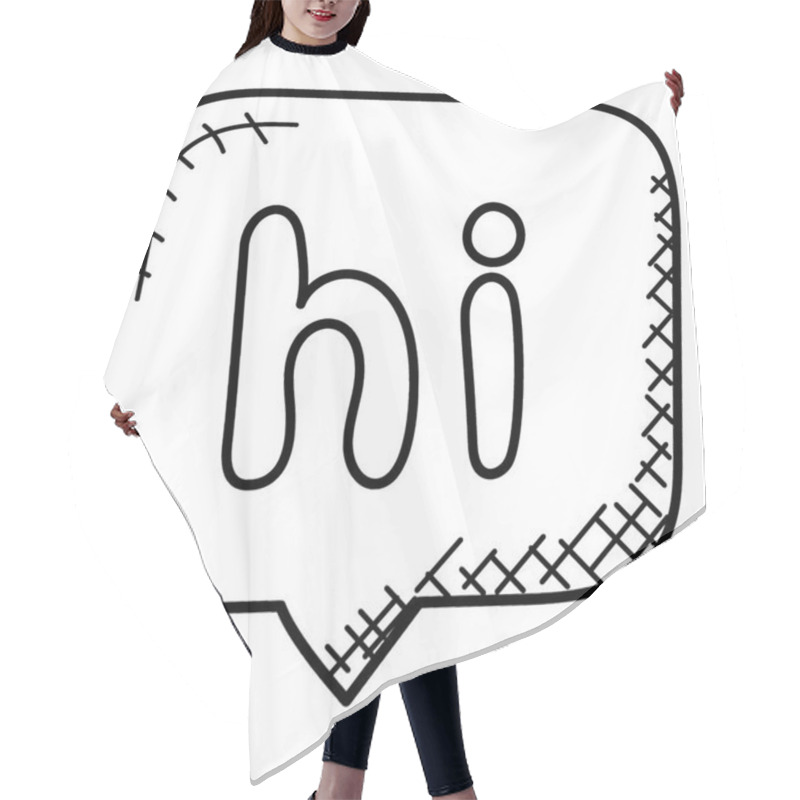 Personality  Hi Greeting Message Doodle Icon Design Hair Cutting Cape