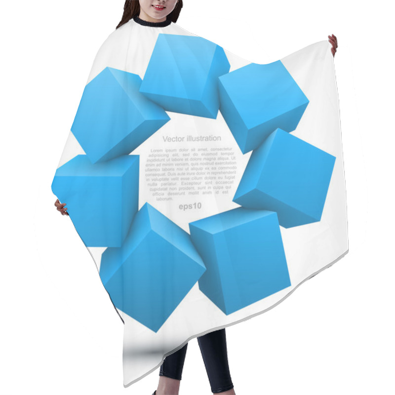 Personality  Blue Cubes 3D Hair Cutting Cape