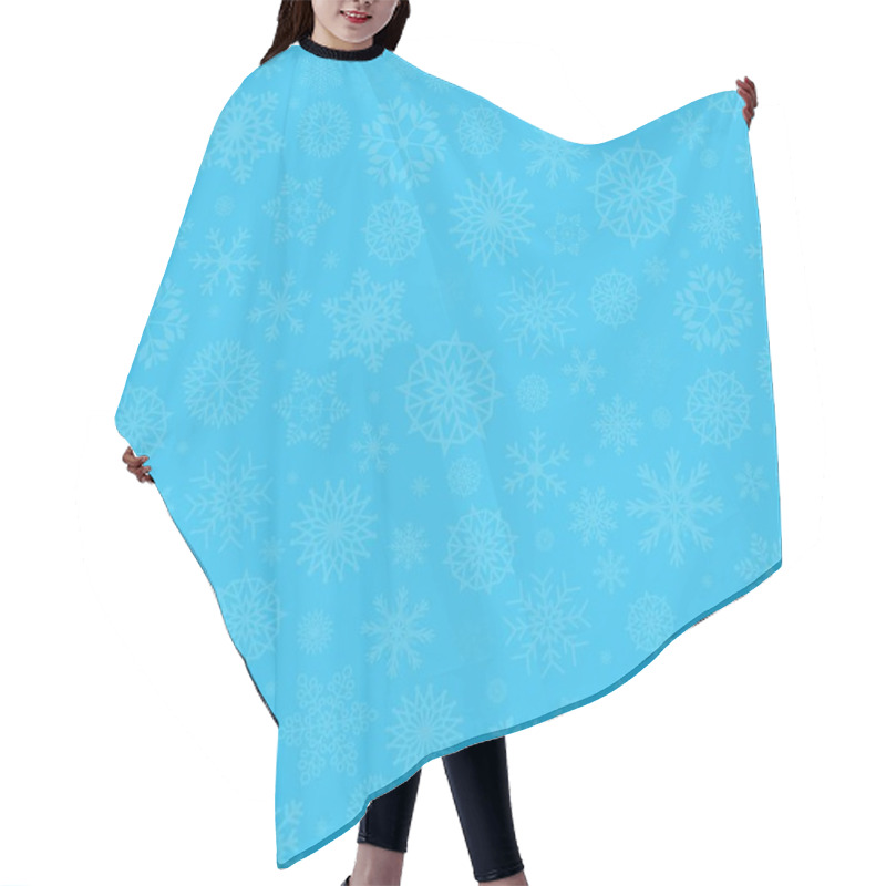 Personality  Winter Blue Background With Fallen Snowflakes. Hair Cutting Cape