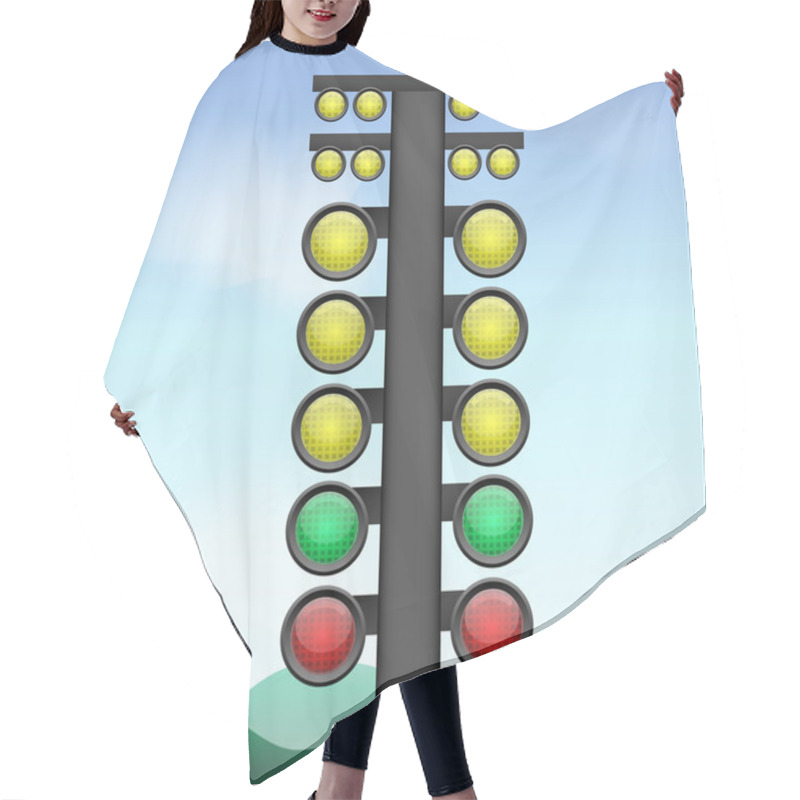 Personality  Vector Illustration Of Big Traffic Light. Hair Cutting Cape