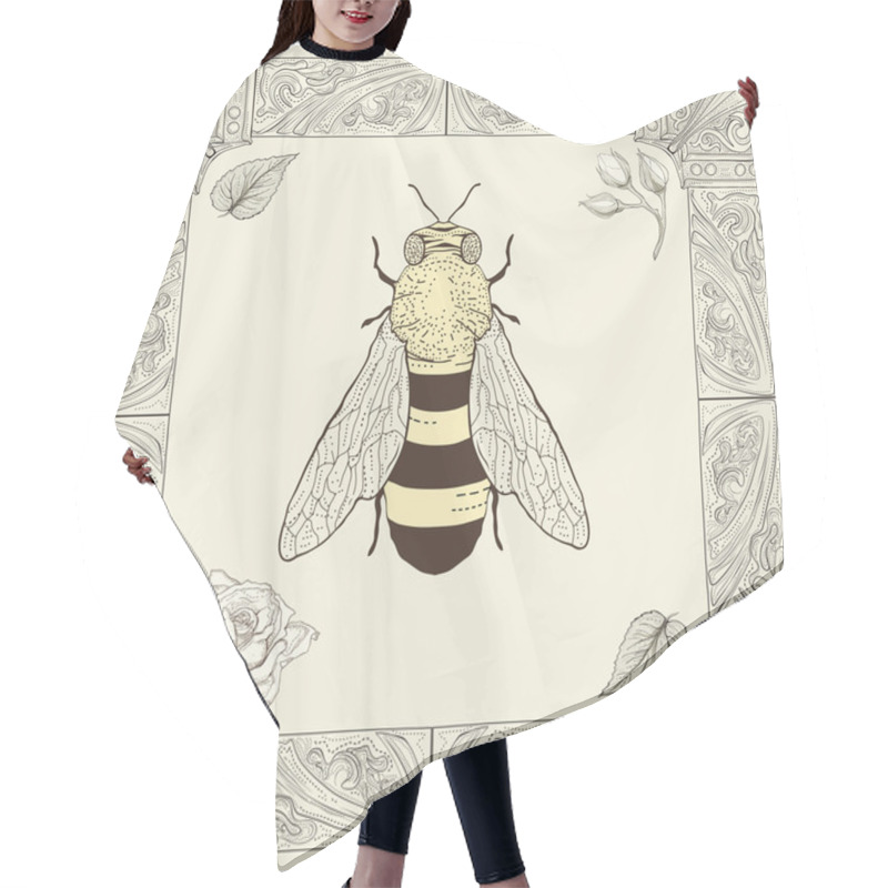 Personality  Bee And Rose Drawing Hair Cutting Cape