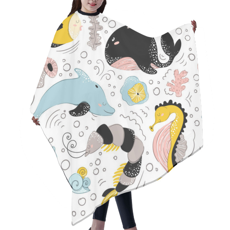 Personality  Vector Sea Animals Hair Cutting Cape