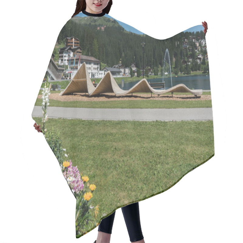 Personality  Tourists Enjoy Summer Activities On The Lakeshore In Arosa With The Train And Cable Railway Station In The Background Hair Cutting Cape