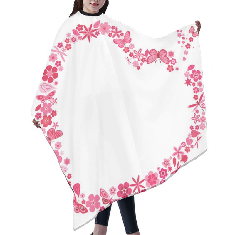 Personality  Holiday Heart With Flowers And Butterflies Hair Cutting Cape