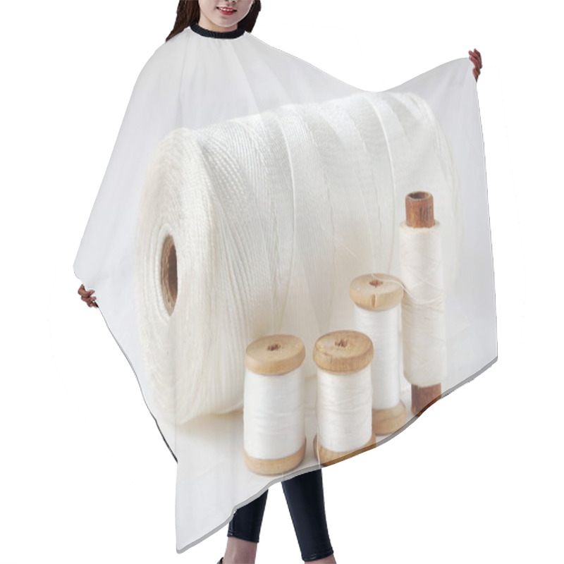 Personality  Spools Of Thread White Hair Cutting Cape