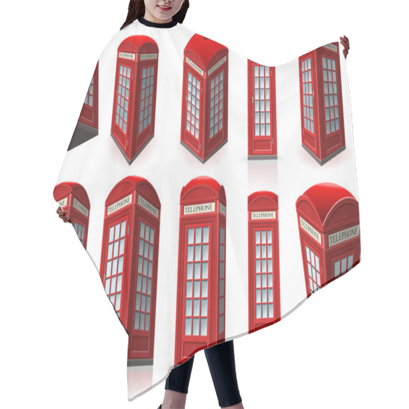 Personality  Set Of English Red Telephone Cabin Hair Cutting Cape