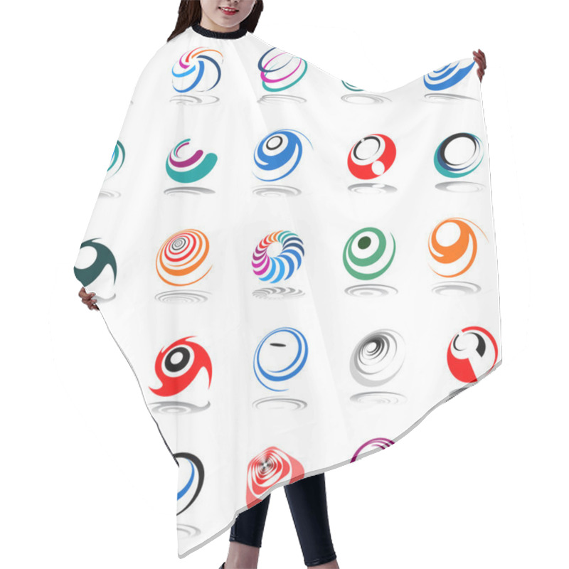 Personality  Spiral Movement And Rotation. Design Elements Set. Hair Cutting Cape