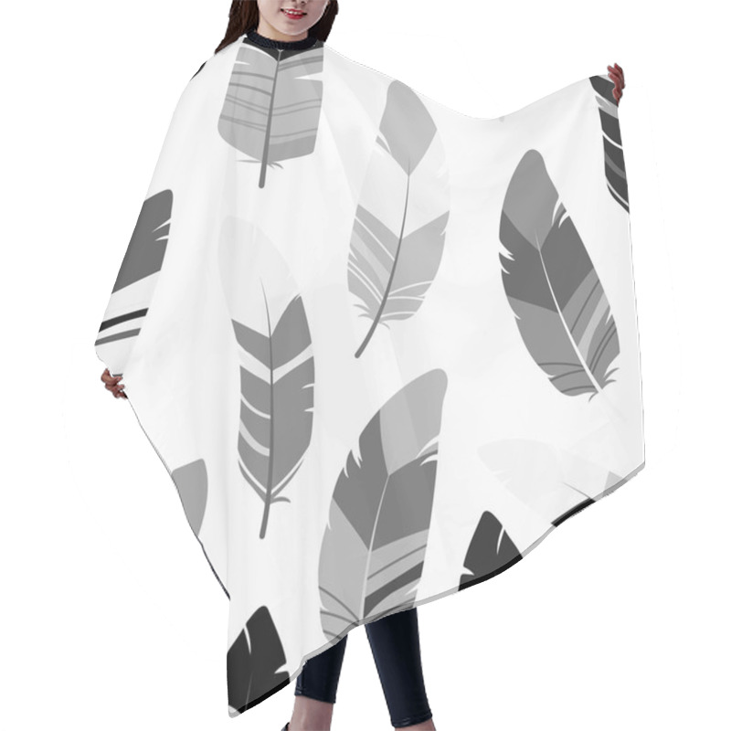 Personality  Seamless Feathers Pattern. Scandinavian Black And White Design Background Hair Cutting Cape