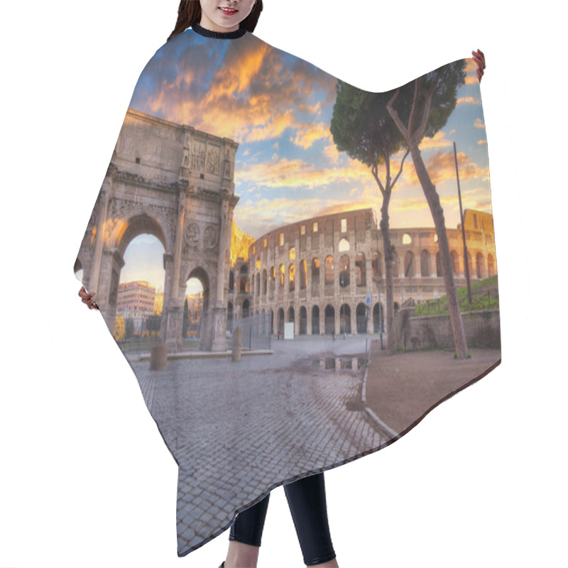 Personality  Arch Of Constantine The Great And The Colosseum At Sunrise, Rome Hair Cutting Cape