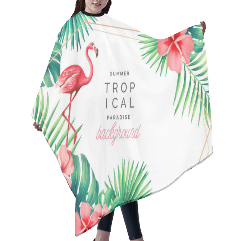 Personality  Tropical Paradise Background With Flamingo Design Vector Illustration Hair Cutting Cape