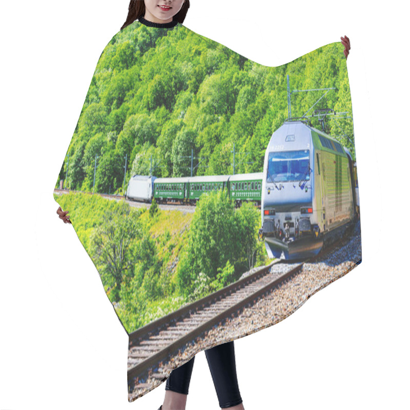 Personality  Train At Famous Flam Railway  Line In Flam Valley In Norway Hair Cutting Cape