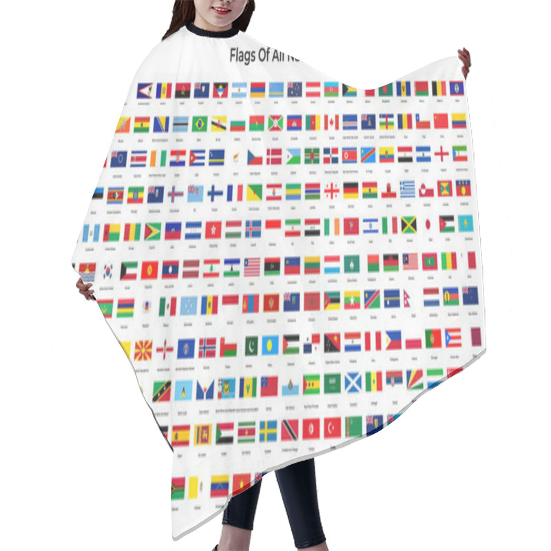 Personality  All Countries National Flags. Vector Illustration. Hair Cutting Cape