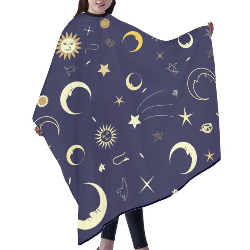 Personality  Seamless Texture Night Sky Hair Cutting Cape