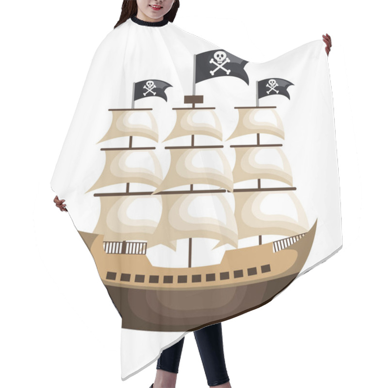 Personality  Pirate Ship Isolated Icon Hair Cutting Cape