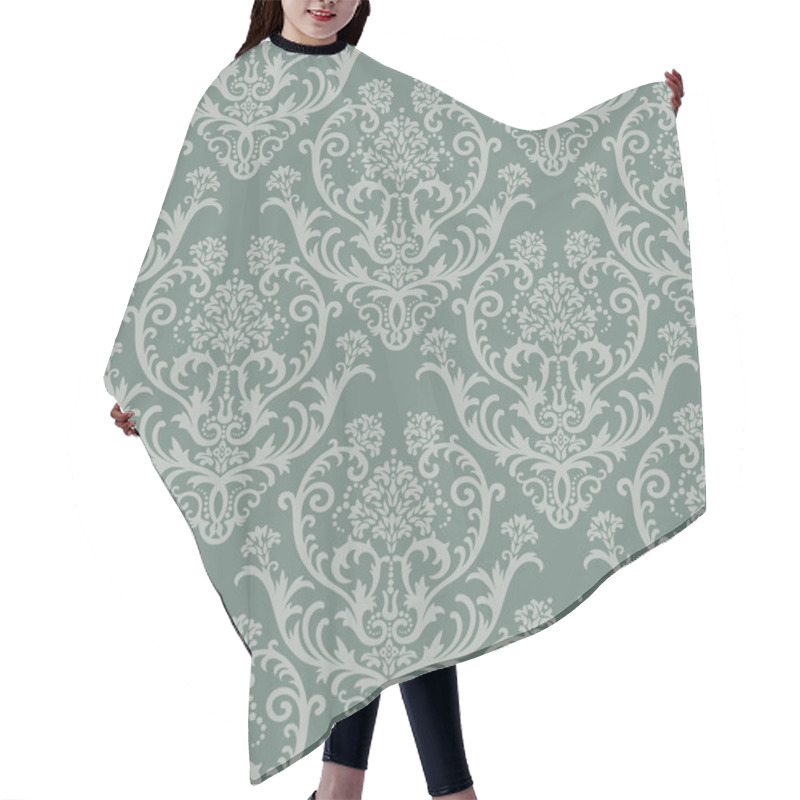 Personality  Seamless Green Floral Damask Wallpaper Hair Cutting Cape