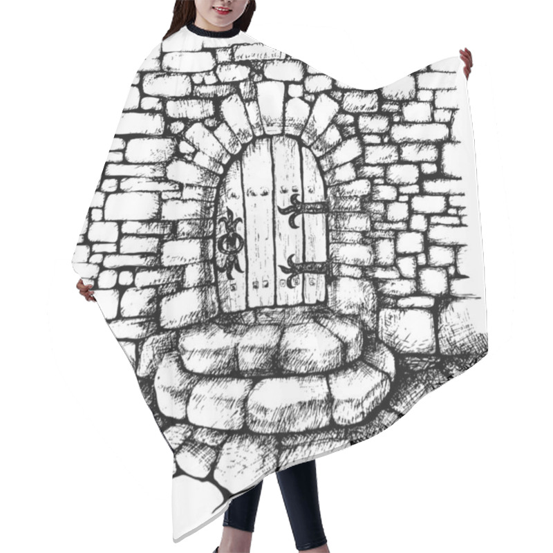 Personality  Arched Door In A Stone Wall , Scatch Hair Cutting Cape