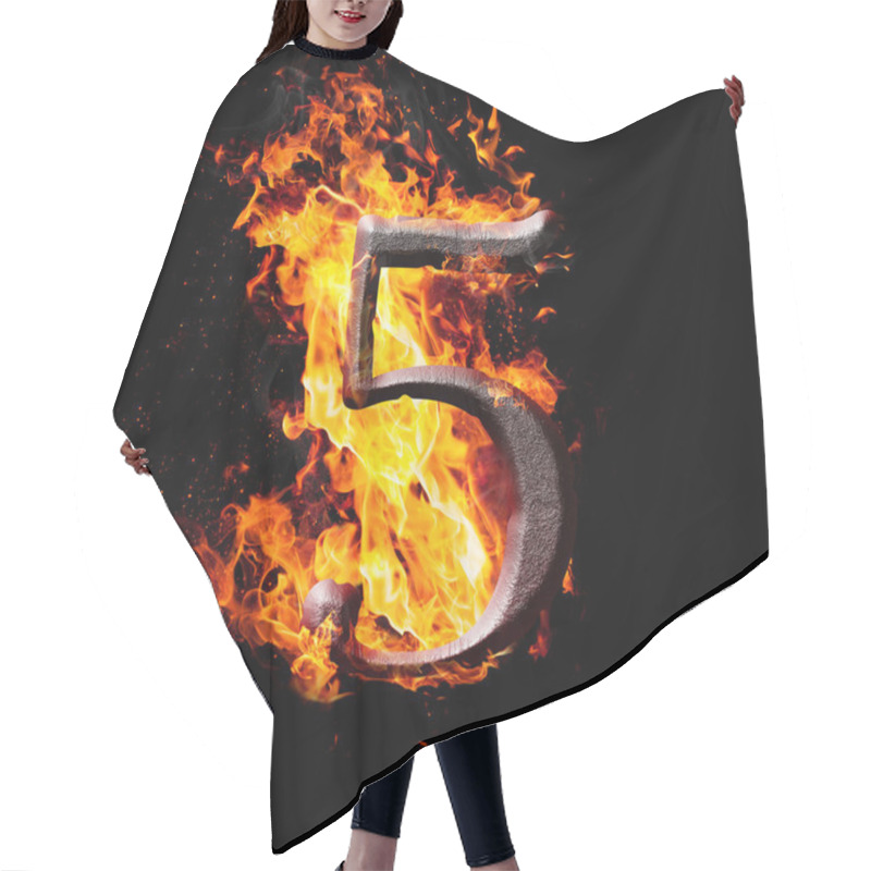 Personality  Numbers And Symbols On Fire - 5 Hair Cutting Cape