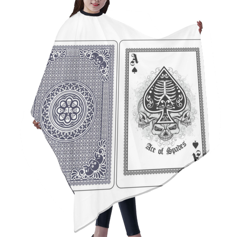 Personality  Playing Card,ace Of Spades With Skull Hair Cutting Cape